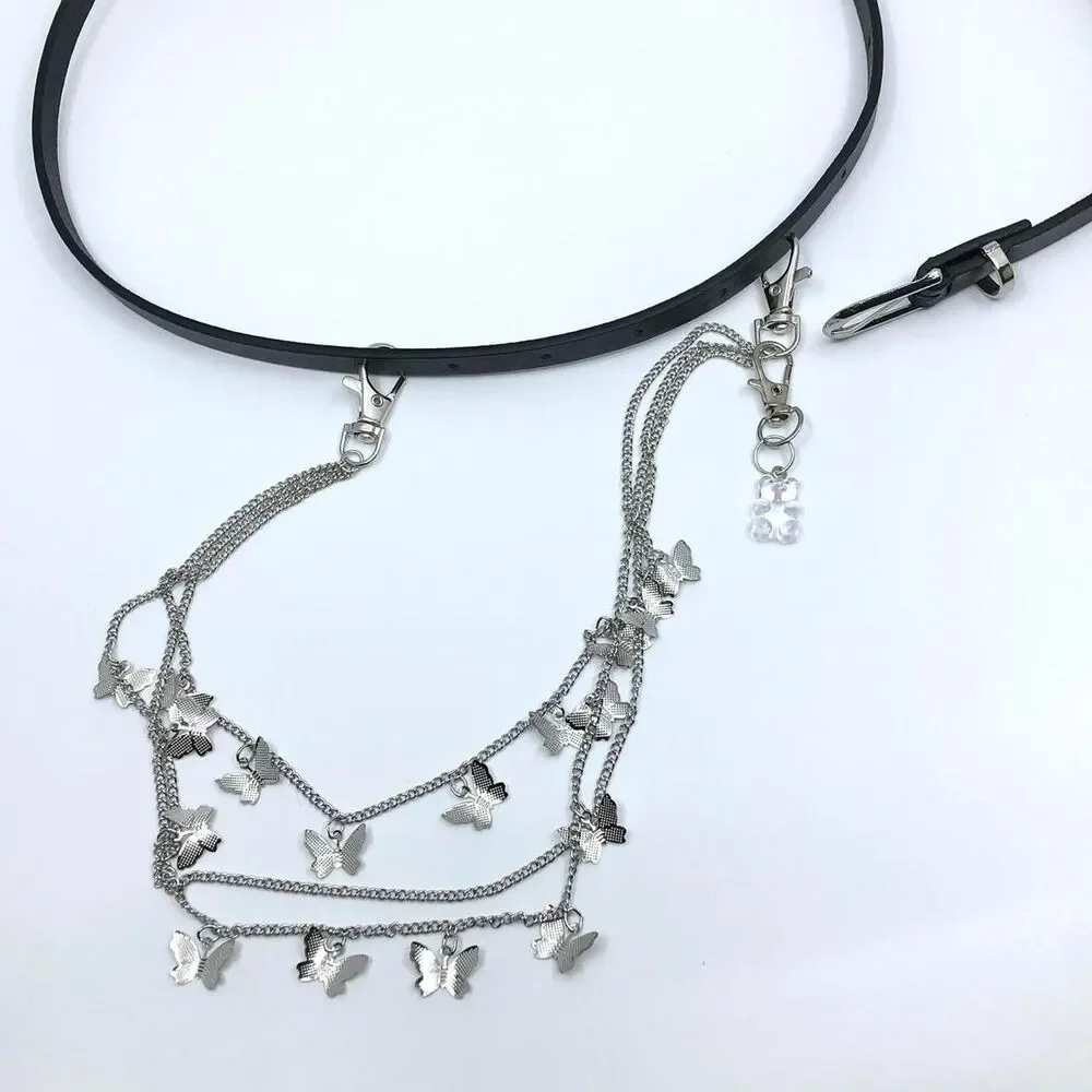 Vintage Y2K Gummy Bear Butterfly Chain Belt, Fits 33–36 Inches, X7GA1195